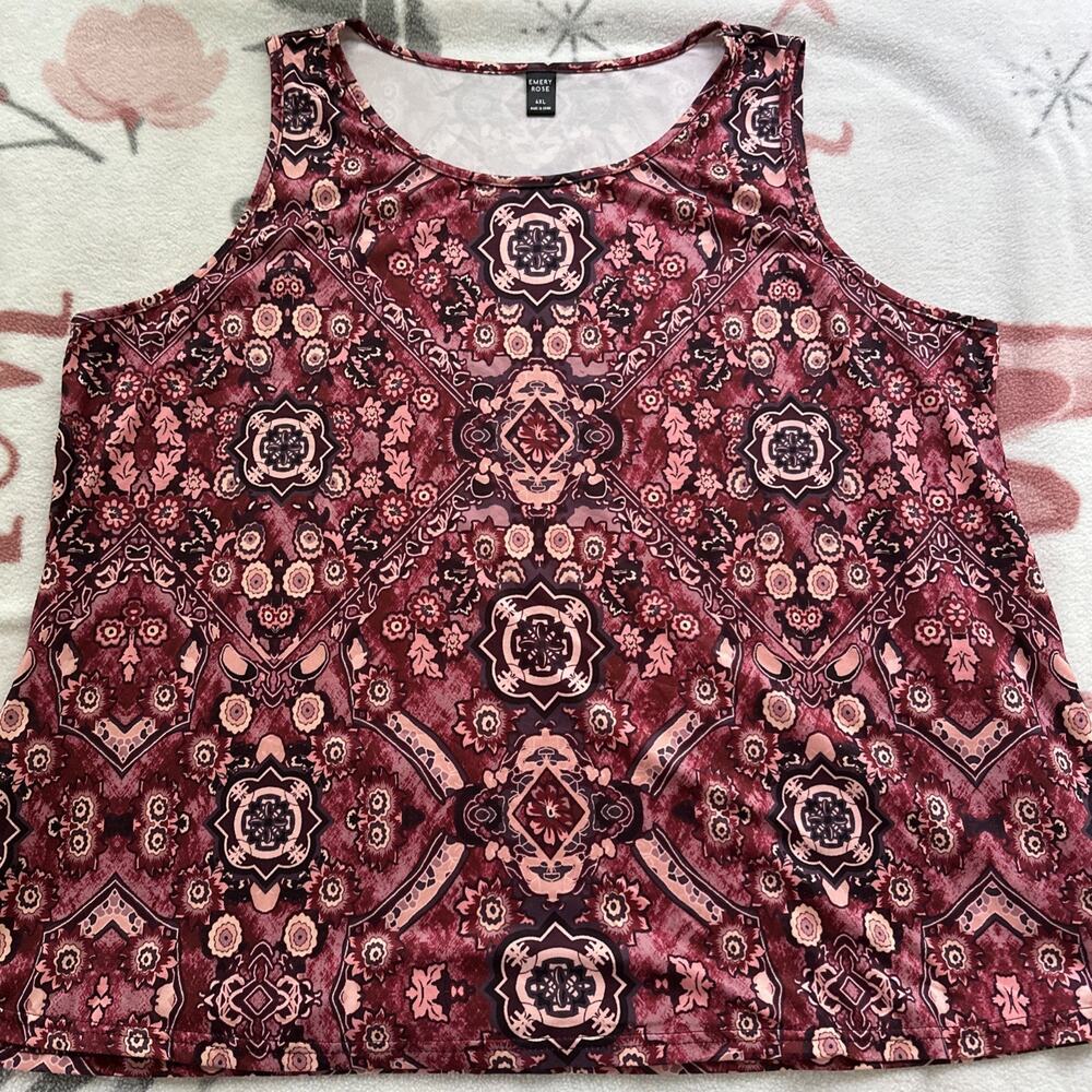 Emery Rose 4XL Pink Tank Top Magenta Geometric Design Beautiful Stretchy